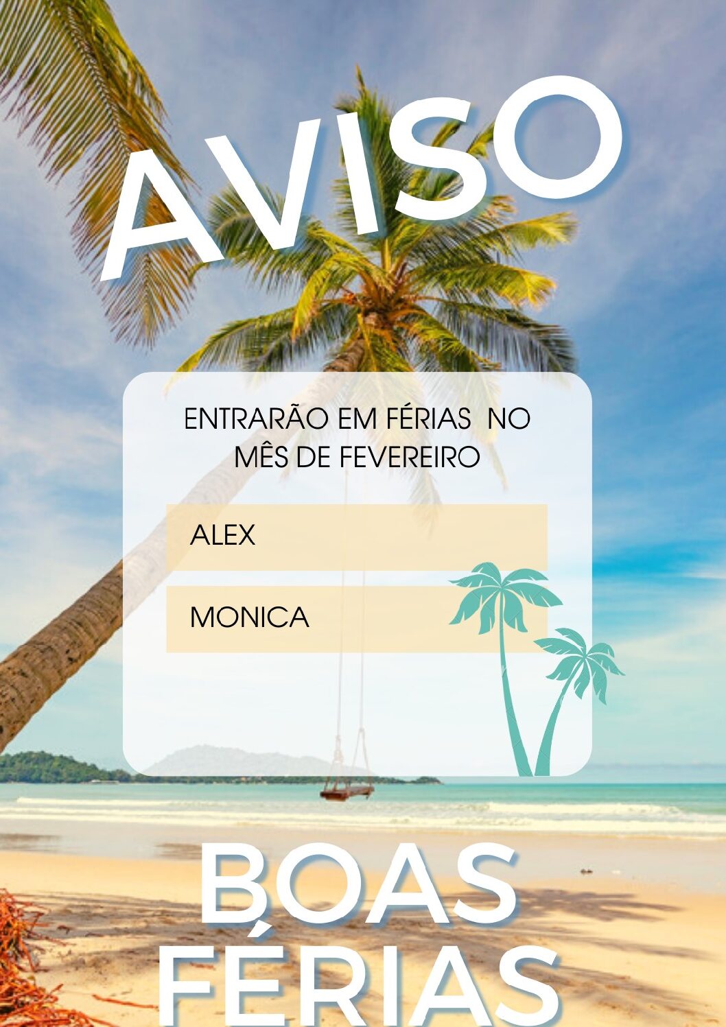 AVISO DE FÉRIAS 🏖